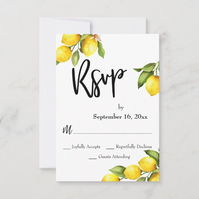 Typographie RSVP des citrons aquarelle (Devant)