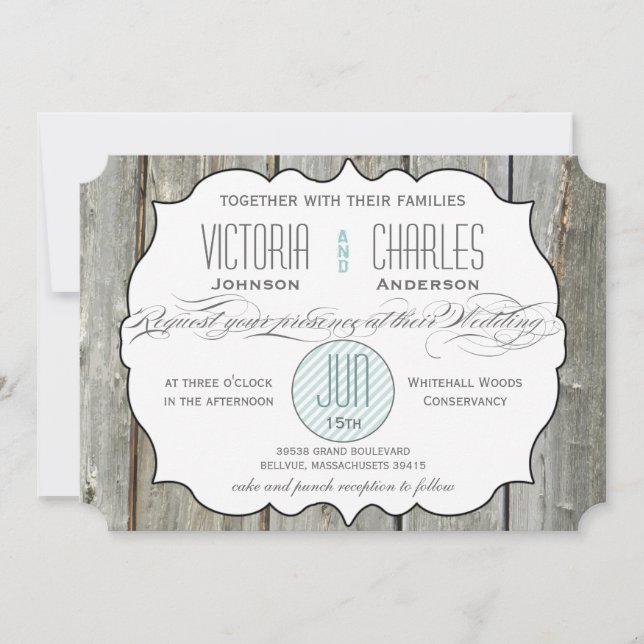 Typographie Rustique Bois Invitations de mariage (Devant)