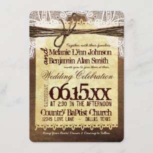 Typographie rustique Pays Invitations de mariage