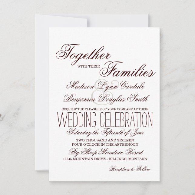 Typographie rustique simple Invitations de mariage (Devant)