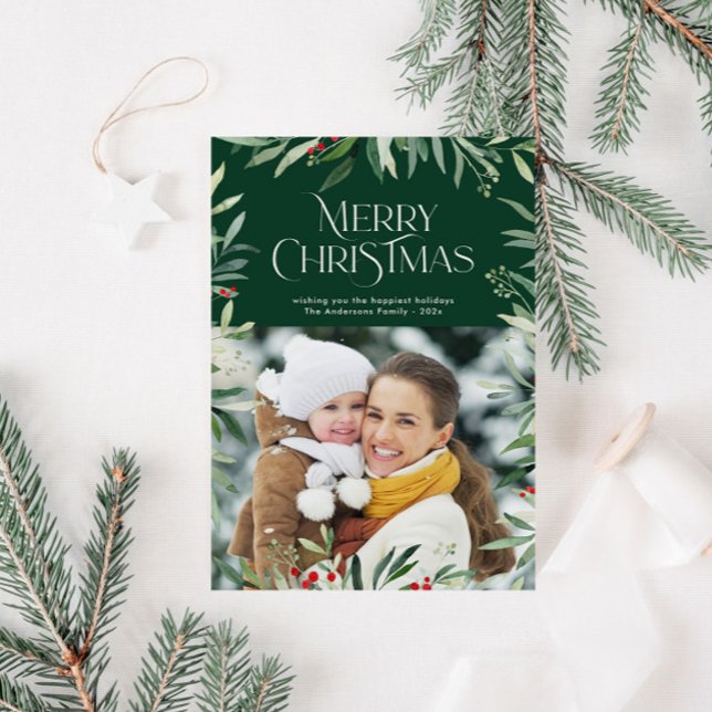 typographie script vert joyaux Noël carte (Créateur téléchargé)