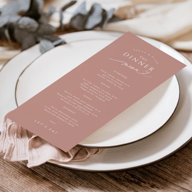 Typographie simple Dusty Rose Menu Mariage (Créateur téléchargé)