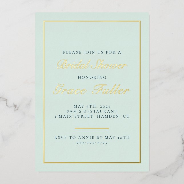 Typographie simple et élégante Foil Invitation (Recto)