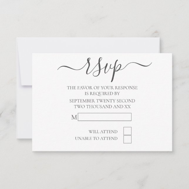 Typographie simple et élégante Mariage RSVP (Devant)