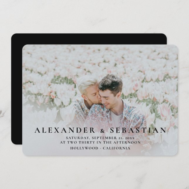 Typographie Simple Gay Enregistrer La Date Mariage (Devant / Derrière)