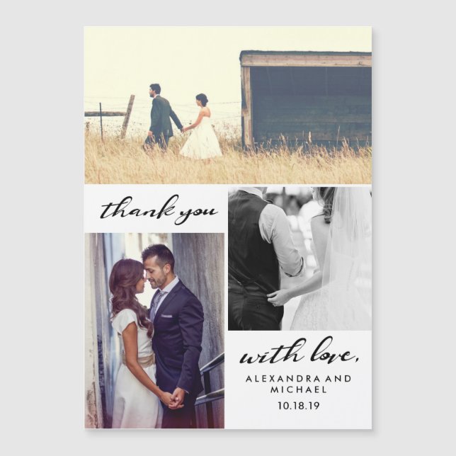 Typographie simple | Trois Mariage photo Merci (Devant)