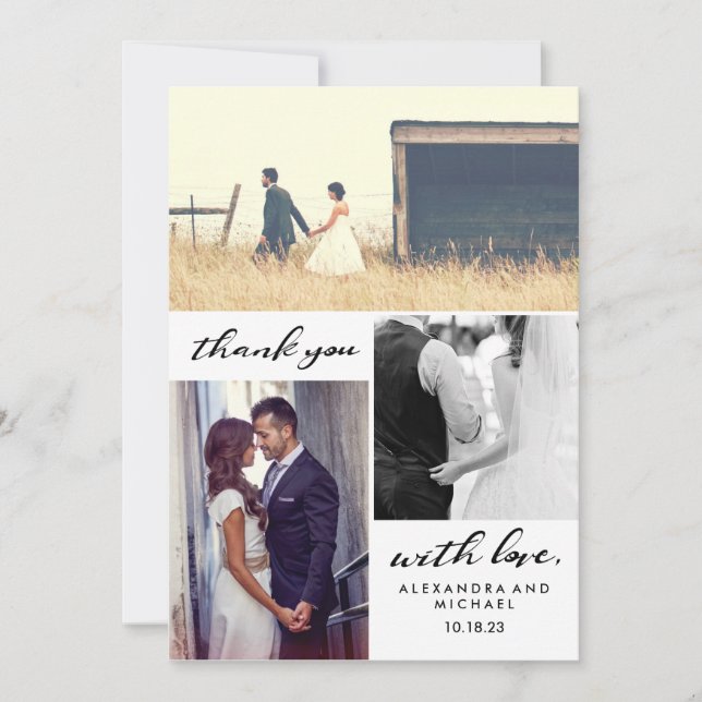 Typographie simple | Trois Mariage photo Merci (Devant)