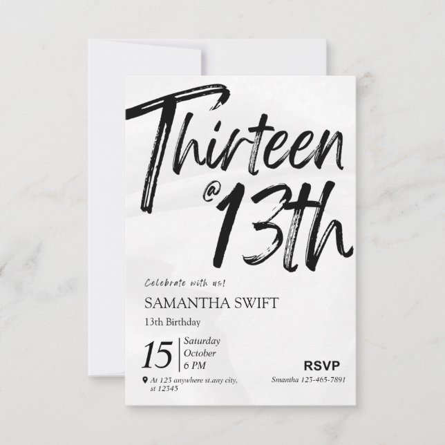 Typographie Sweet 13 invitations anniversaire (Devant)