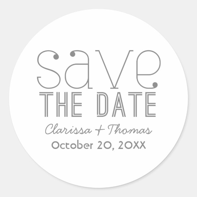 Typographie tendance Enregistrer Stickers Date, Gr (Devant)