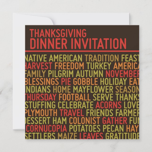 Typographie Thanksgiving Dîner Invitation (Devant)