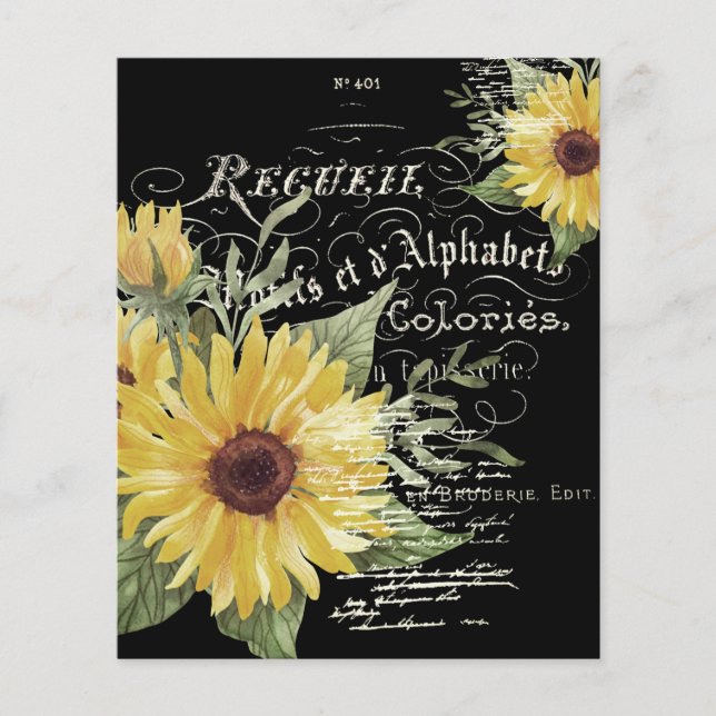 Typographie vintage et fond de tournesols (Devant)