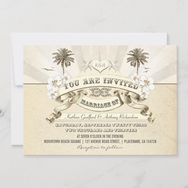 typographie vintage invitation de mariage (Devant)