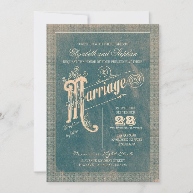 Typographie vintage invitations de mariage stylisé (Devant)
