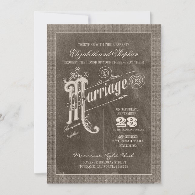 Typographie vintage invitations de mariage stylisé (Devant)