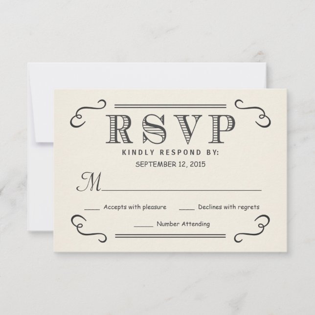 Typographie vintage Russe RSVP Mariage Réponse (Devant)