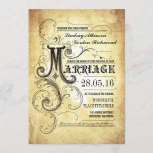 typographie vintage vieilles invitations de mariag
