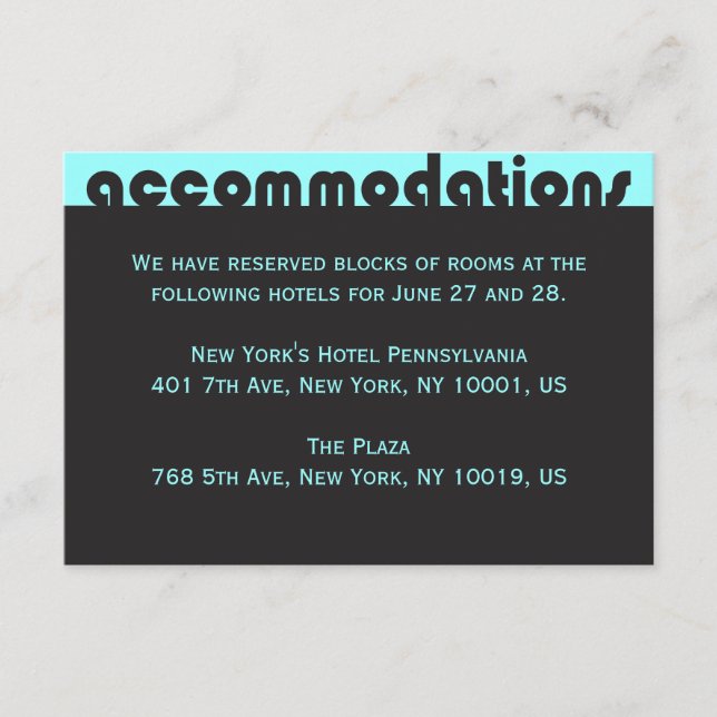 TYPOGRAPHY Bar Bat mitzvah Hébergements Carte 2 (Devant)