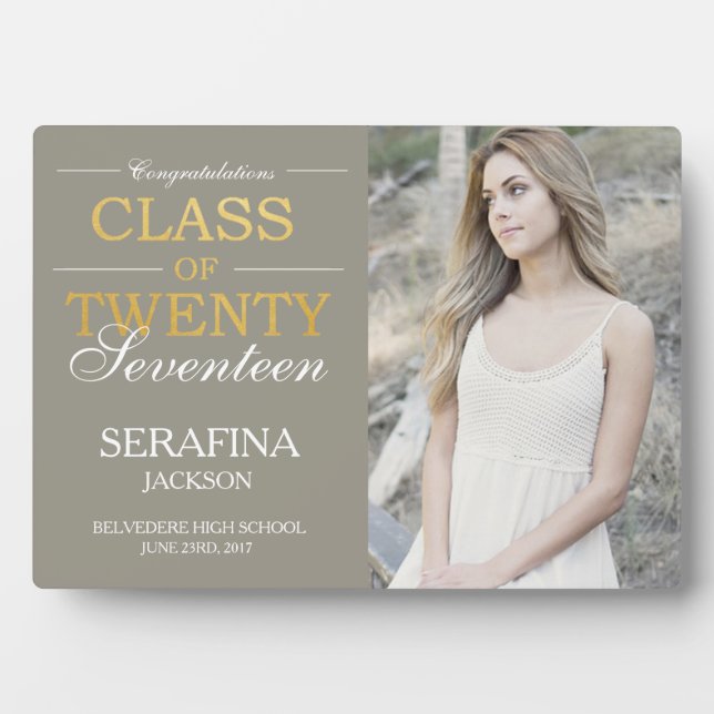 Typography Editable Color Graduate Photo Plaque (Devant)