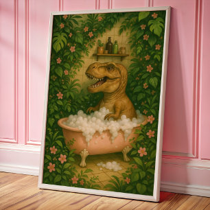 Tyrannosaurus Dans Bain Tub Wall Art Poster Imprim