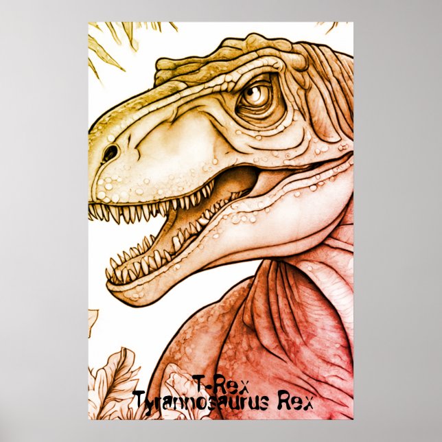 Tyrannosaurus Rex Dinosaur on Bedroom Wall Poster (Devant)