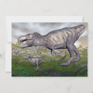 Tyrannosaurus rex dinosaure maman et bébé rendu 3D