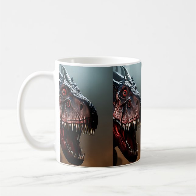 Tyrannosaurus Rex Face d'effroi, Café Mug (Gauche)
