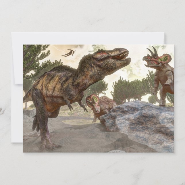 Tyrannosaurus rex s'échappant de l'attaque des tri (Devant)