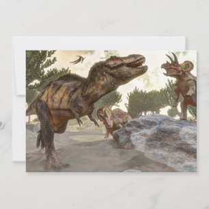 Tyrannosaurus rex s'échappant de l'attaque des tri