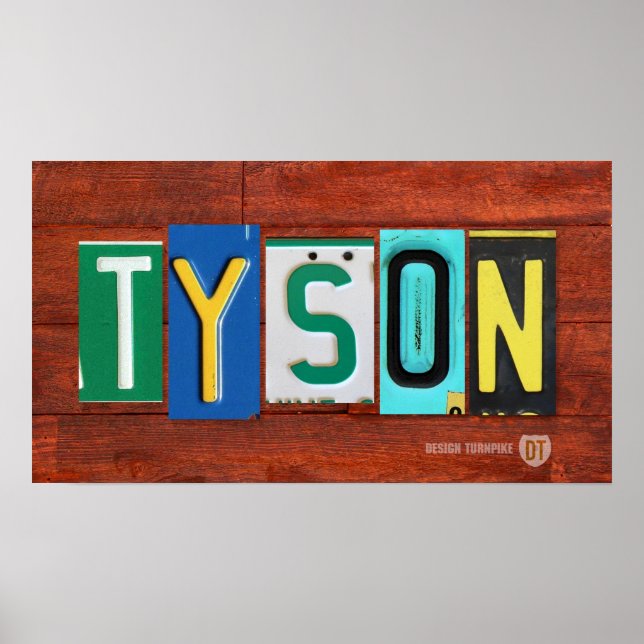 TYSON Licence Plaque Lettrer Nom Affiche (Devant)