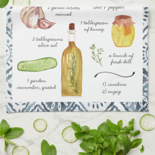 Tzatziki Aquarelle Recette Heirloom Tea Serviettes
