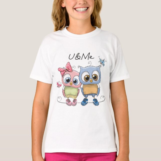 U and Me Cute Owls Girls T-Shirt - Sweet Friends (Devant)