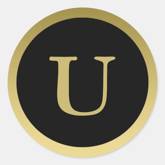 U :: Autocollant élégant en or et noir Monogramme  (Devant)