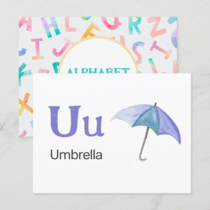 U est pour Umbrella - Carte Flash Alphabet