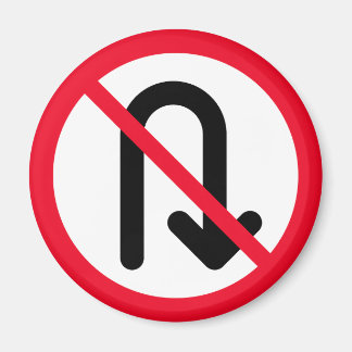 U Tourner interdit | Panneau Cercle rouge | Magnet