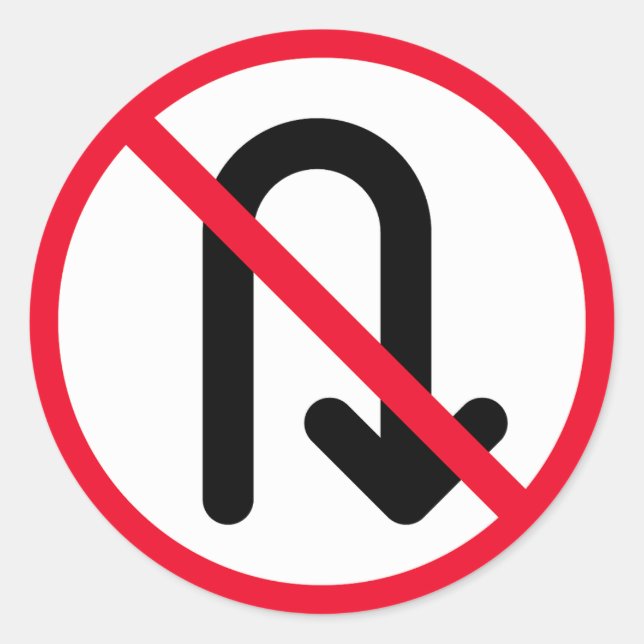 U Tourner Signal interdit | Stickers ronds classiq (Devant)