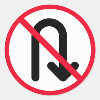 U Tourner Signal interdit | Stickers ronds classiq