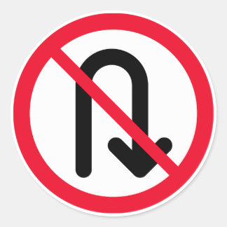 U Tourner Signal interdit | Stickers ronds classiq