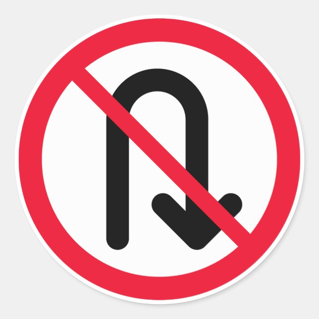 U Tourner Signal interdit | Stickers ronds classiq (Devant)