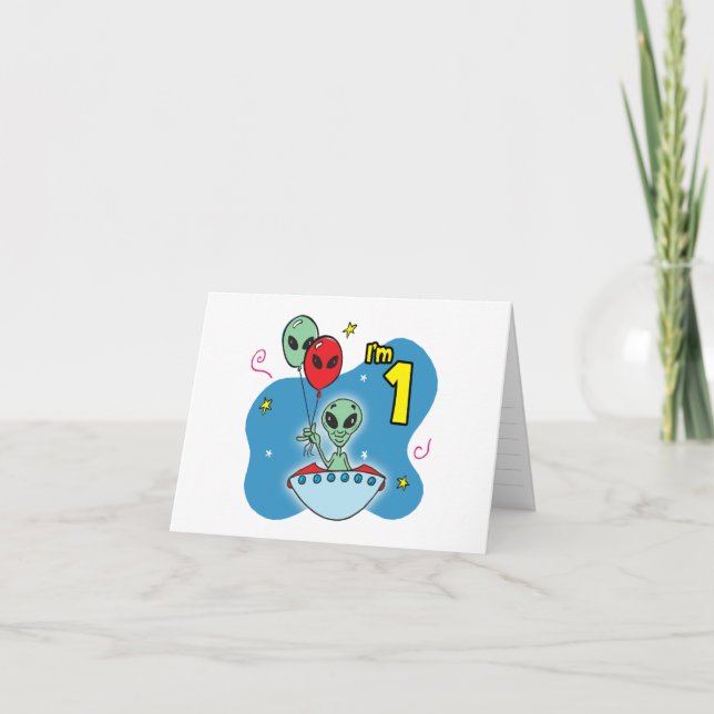 UFO Alien 1st Birthday Fill-in Invitation (Devant)