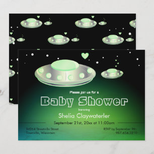 UFO et carte de baby shower du vert   d'UFO de