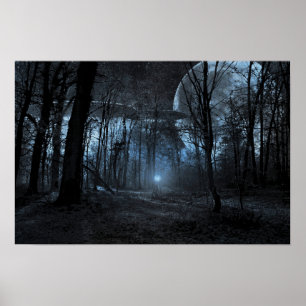 UFO moon forest Poster