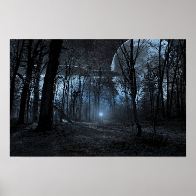 UFO moon forest Poster (Devant)