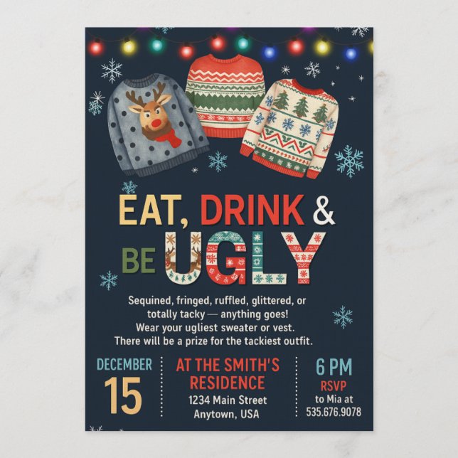 Ugly Sweater Christmas/Holiday Party Invitation  (Devant)