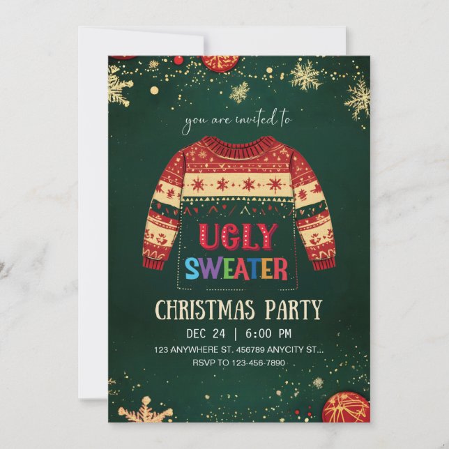 Ugly Sweater Christmas Party Invitation (Devant)