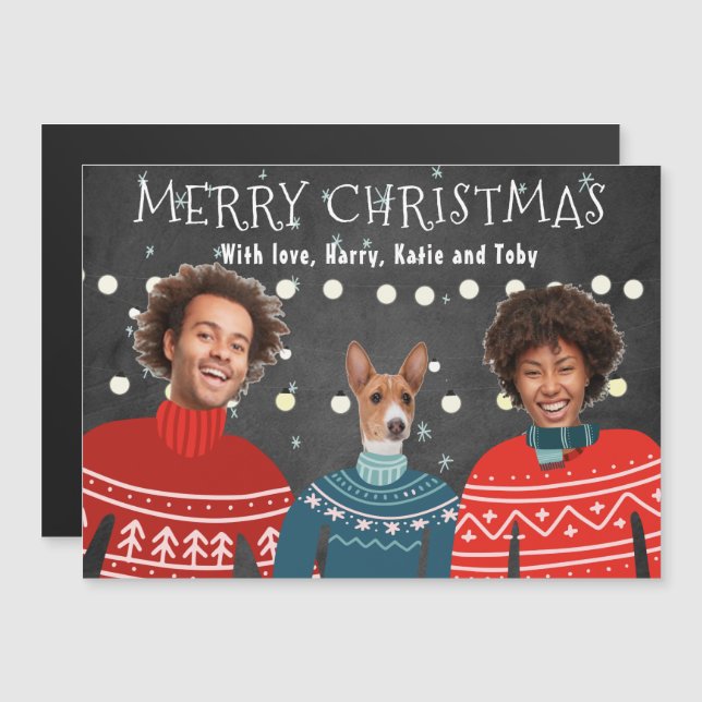 Ugly Sweater Family Christmas Card ,Funny Christma (Devant / Derrière)