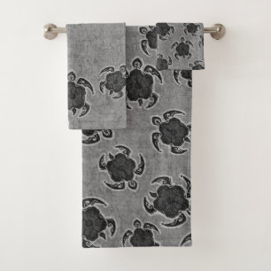 Uhane Honu Batik Hawaïen Tortue Coordonnée -Gris