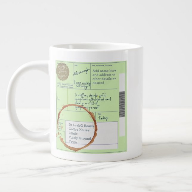 UK RX Prescription MUG - Café Funny Personnalisé (Gauche)