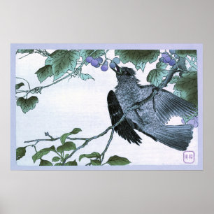 Ukiyo-e japonais Impression d'un raisin mangeant d