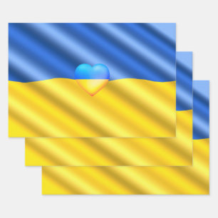 Ukraine Drapeau Feuilles de papier Coeur - Liberté