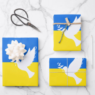 Ukraine Drapeau Papier de cartonnement Paix Dove -
